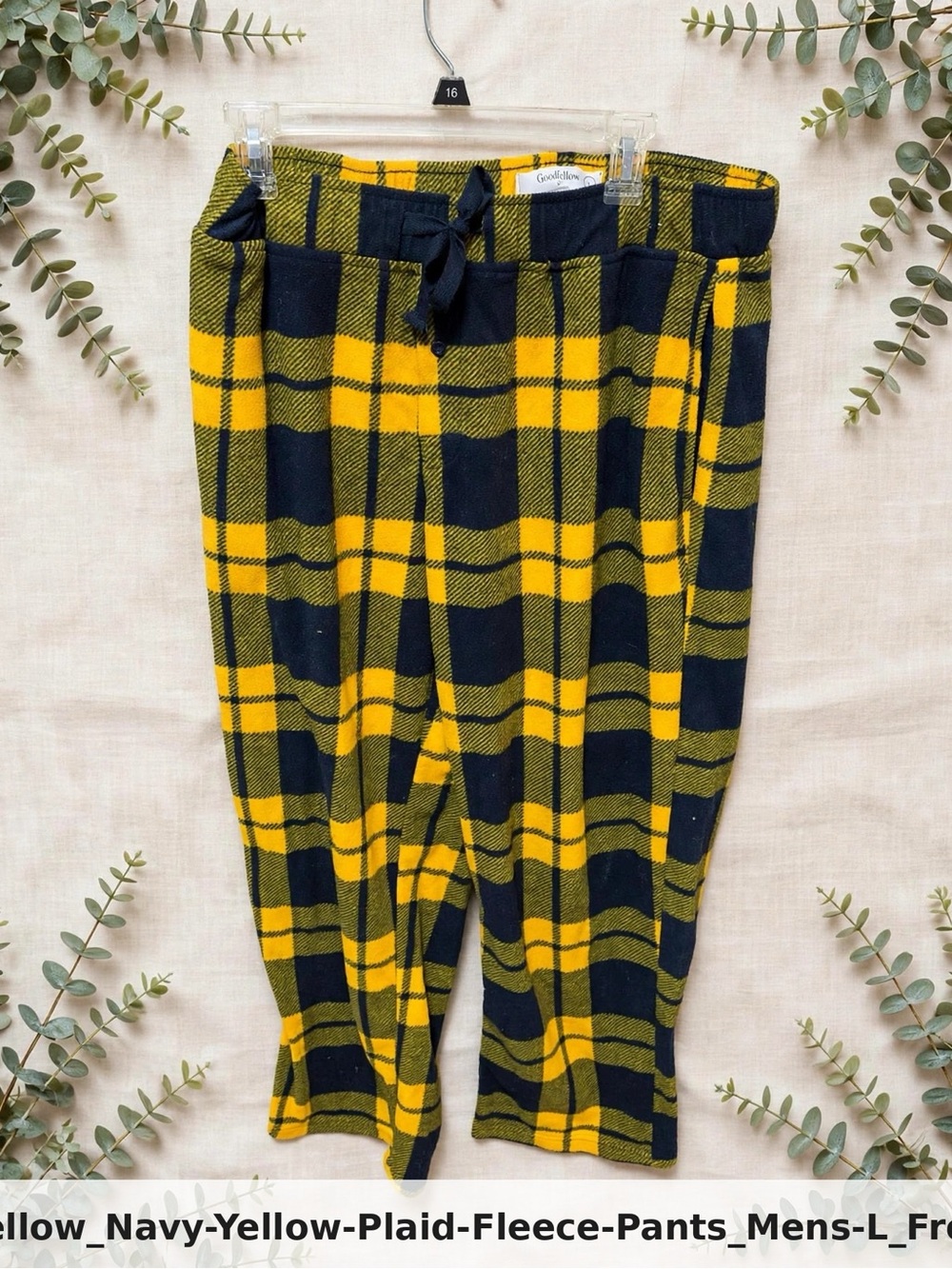 Goodfellow & Co Navy and Yellow Plaid Fleece Pajama Pants